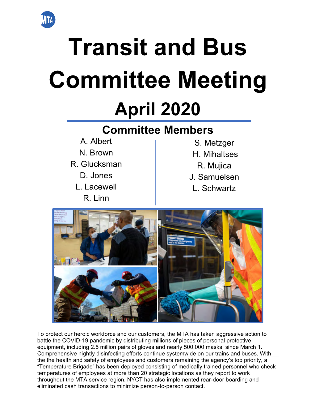 Transit and Bus Committee Meeting April 2020