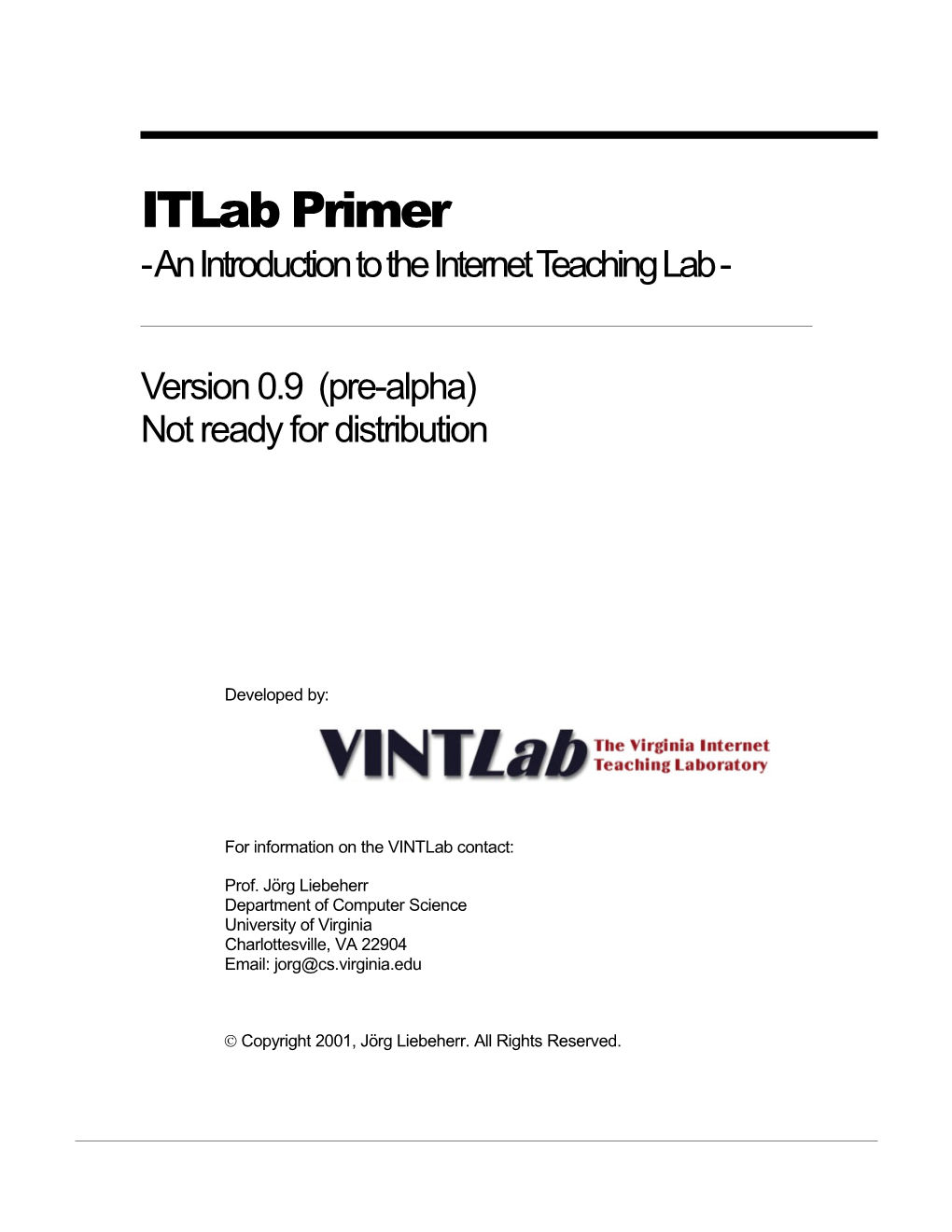 Itlab Primer - an Introduction to the Internet Teaching Lab