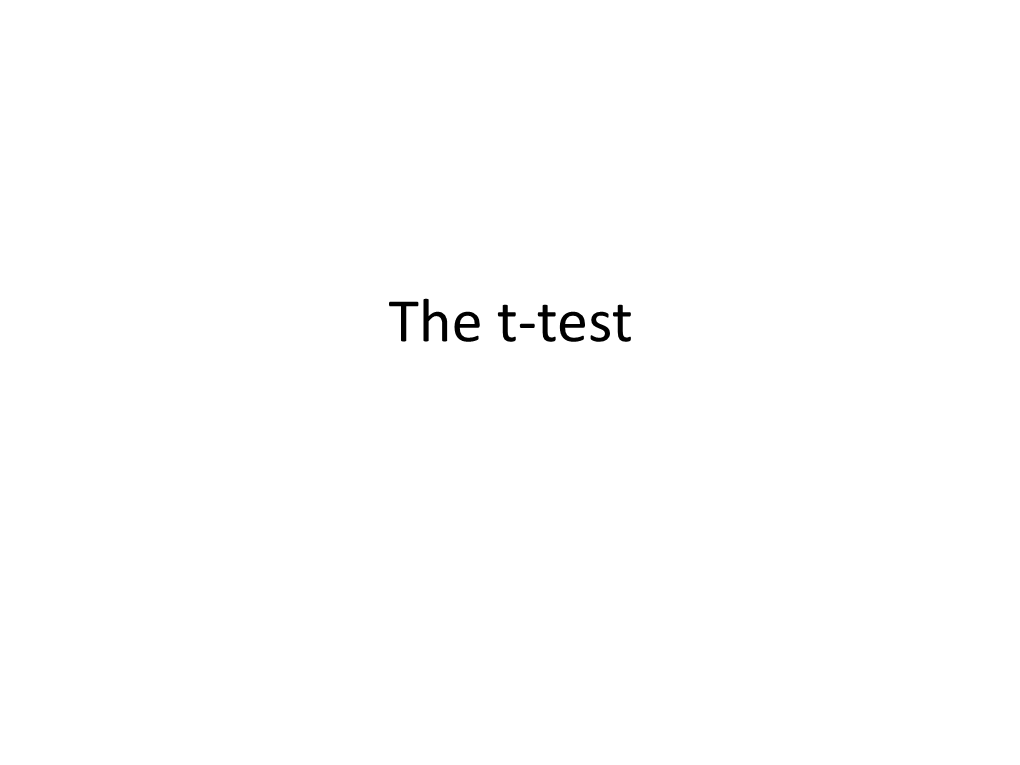Definitions Descriptive Vs. Inferential Statistics the T-Test