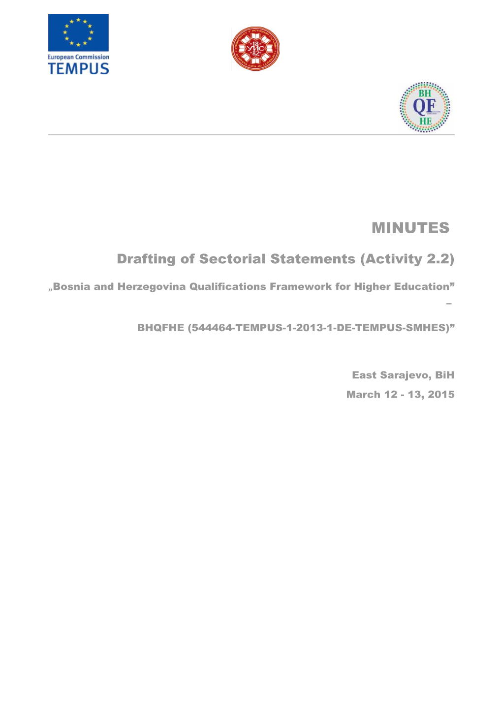 Drafting of Sectorial Statements (Activity 2.2)