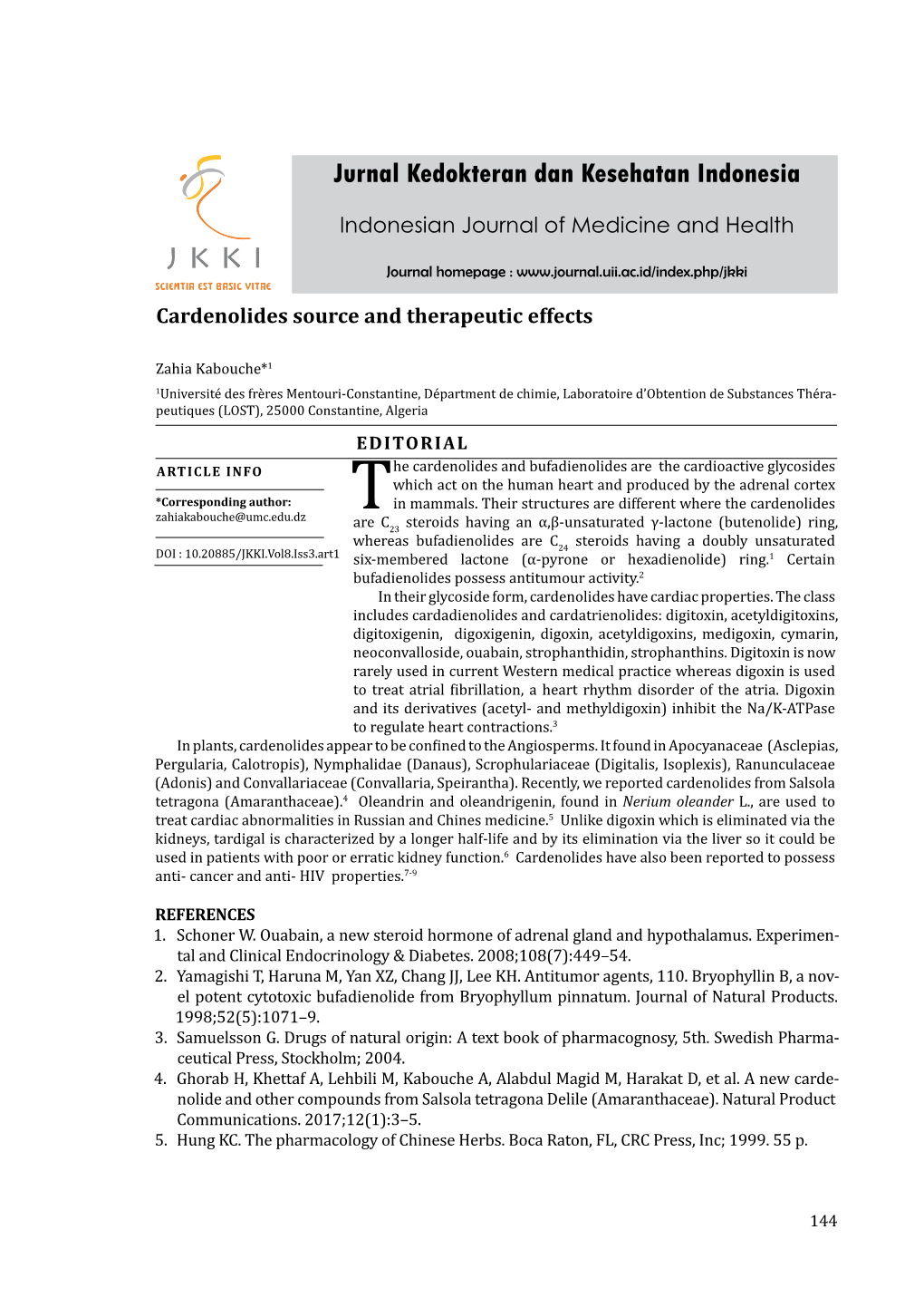 Jurnal Kedokteran Dan Kesehatan Indonesia