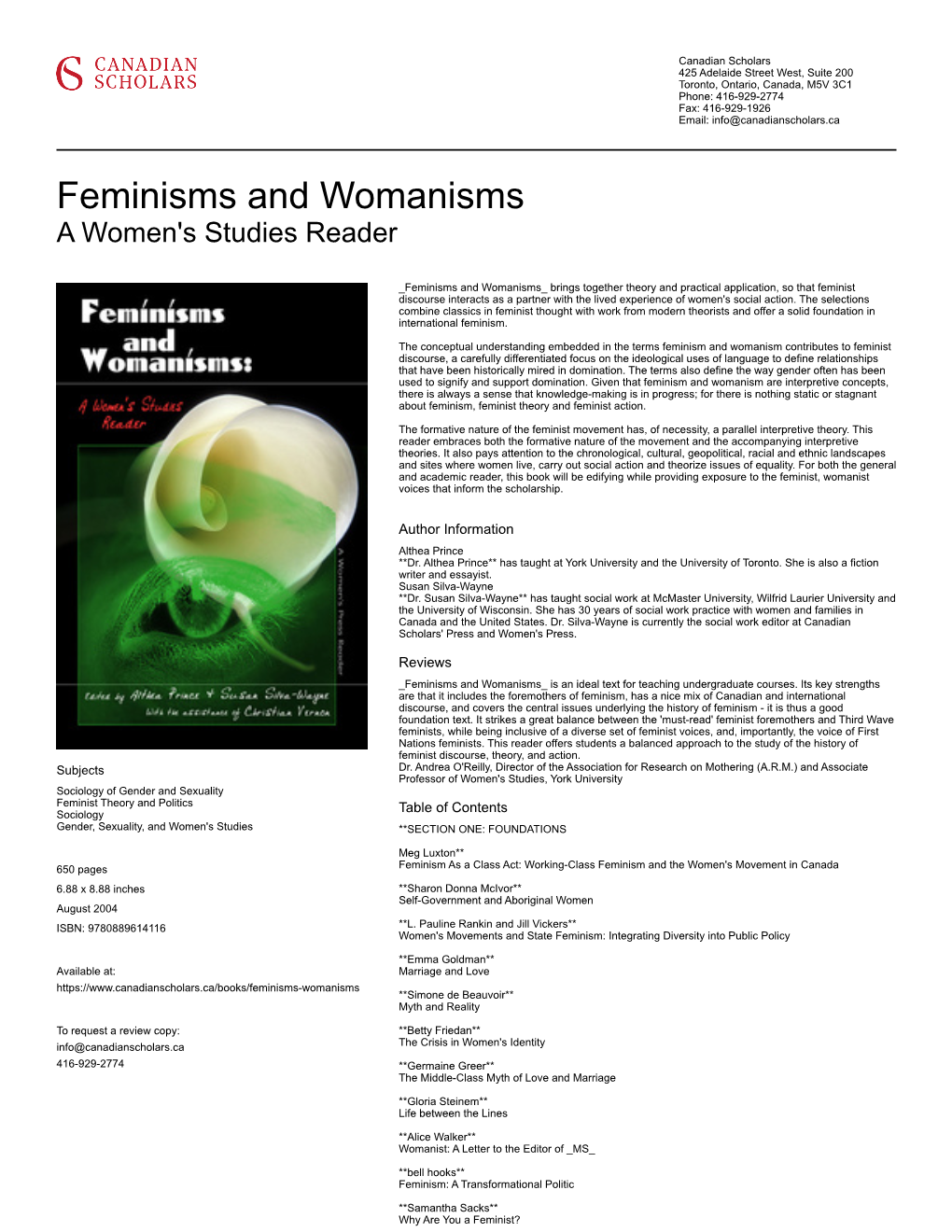 Feminisms and Womanisms a Women's Studies Reader