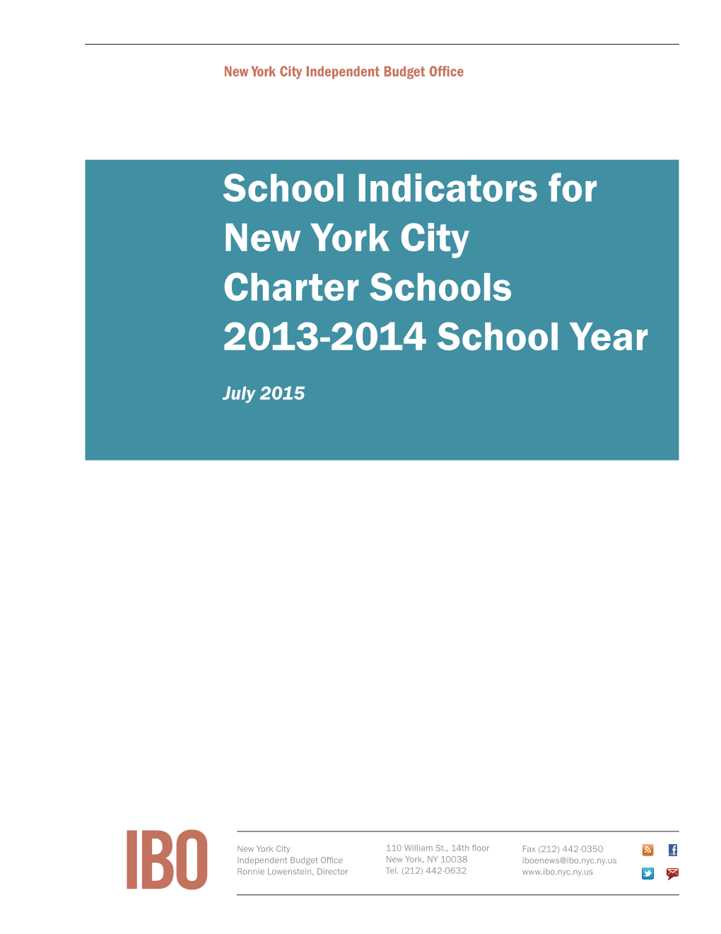 Indicators for New York City Charter Schools 2013-2014 School Year