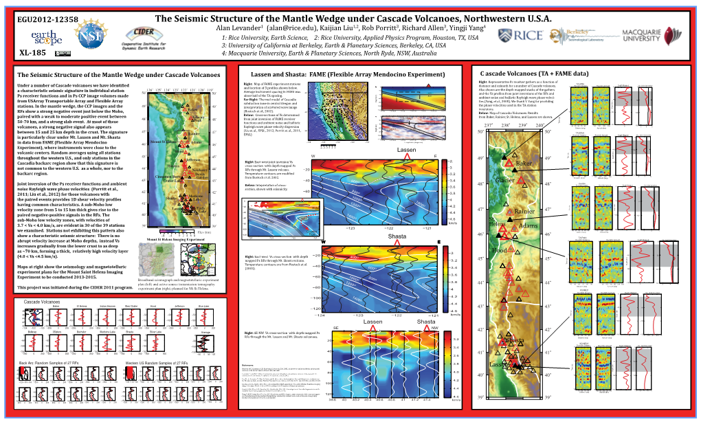 The Seismic Structure of the Mantle Wedge Under Cascade Volcanoes, Northwestern U.S.A