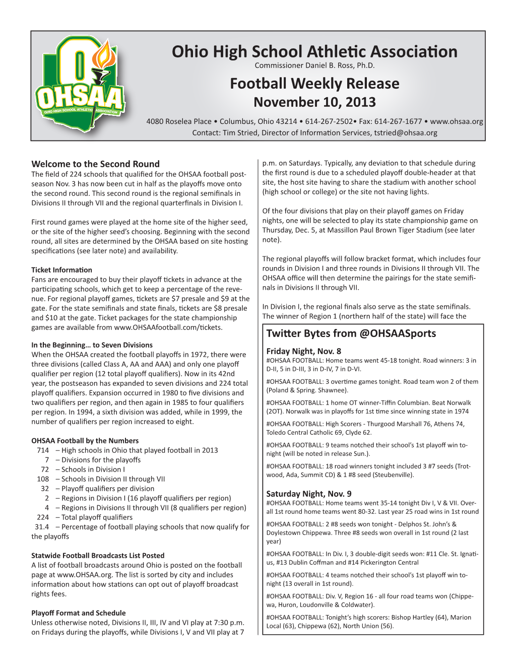 Football Weekly Release November 10, 2013