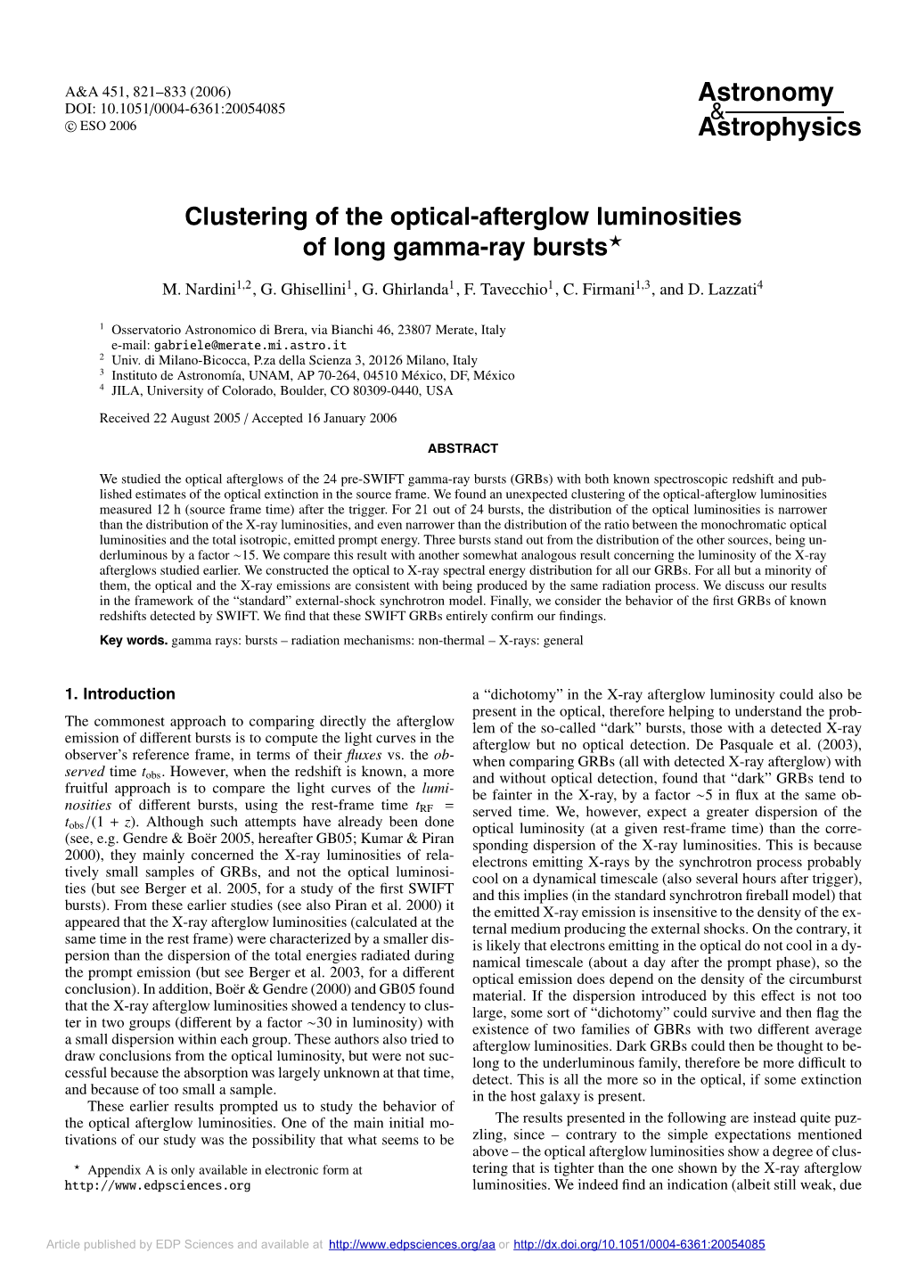 Clustering of the Optical-Afterglow Luminosities of Long Gamma-Ray Bursts