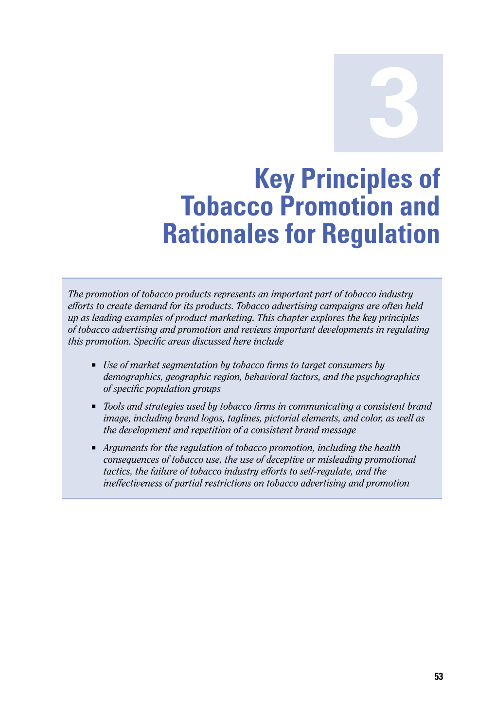 Key Principles of Tobacco Promotion and Rationales for Regulation