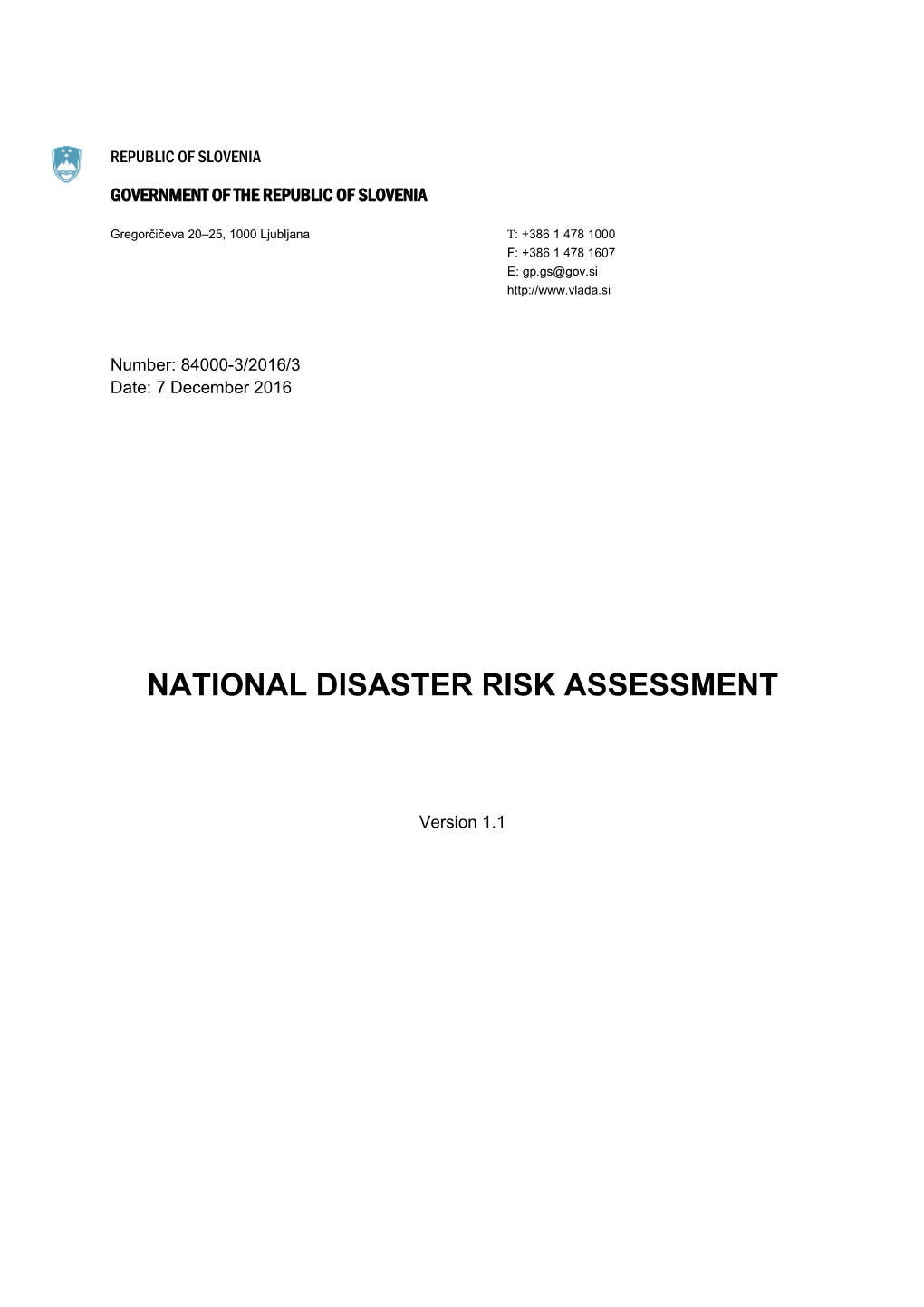 National Disaster Risk Assessment