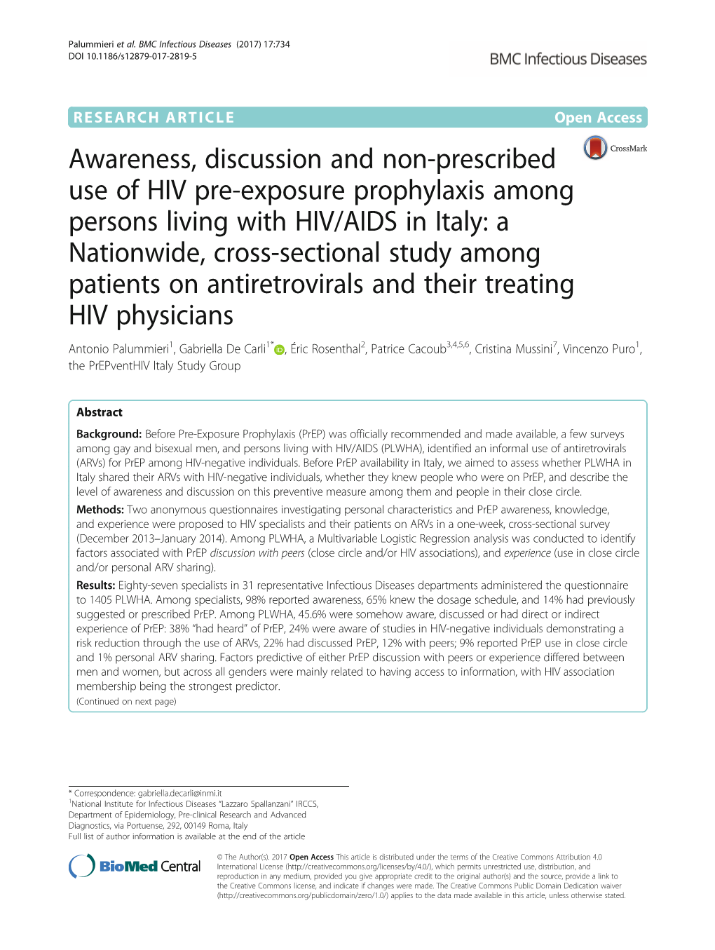 Awareness, Discussion and Non-Prescribed Use of HIV Pre