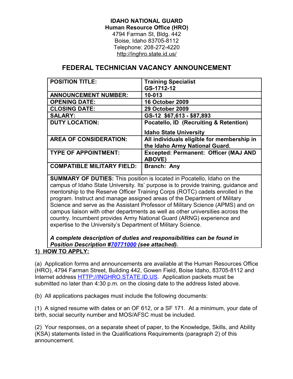 Technician Vacancy Announcement s7