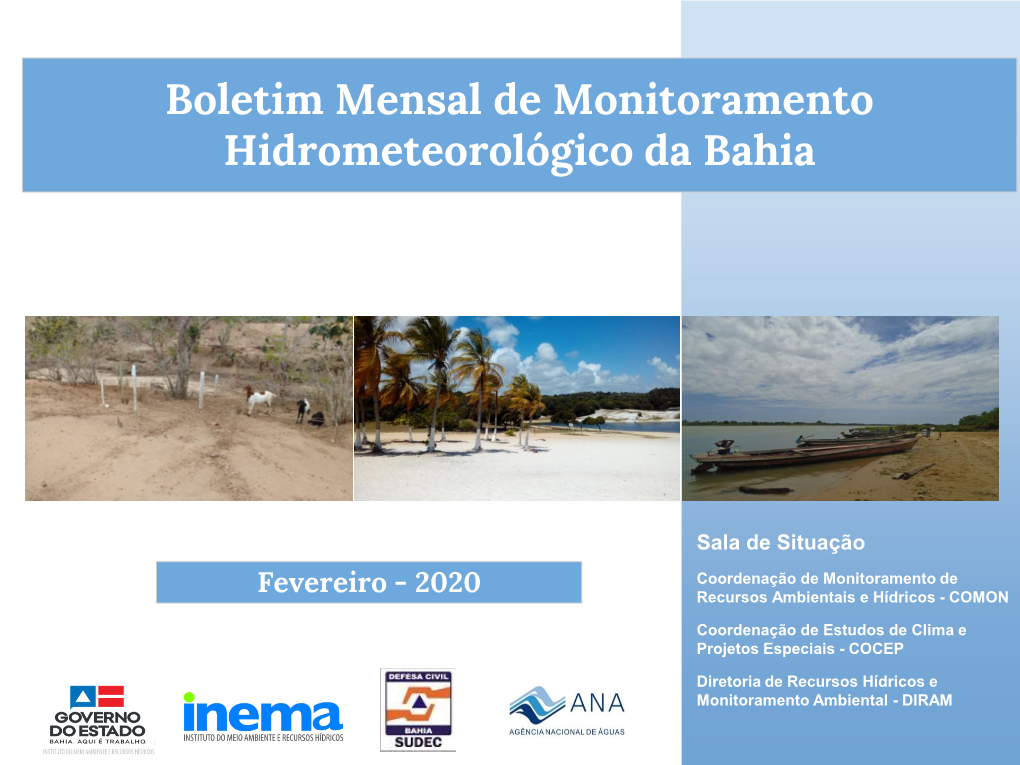 Boletim Mensal De Monitoramento Hidrometeorológico Da Bahia