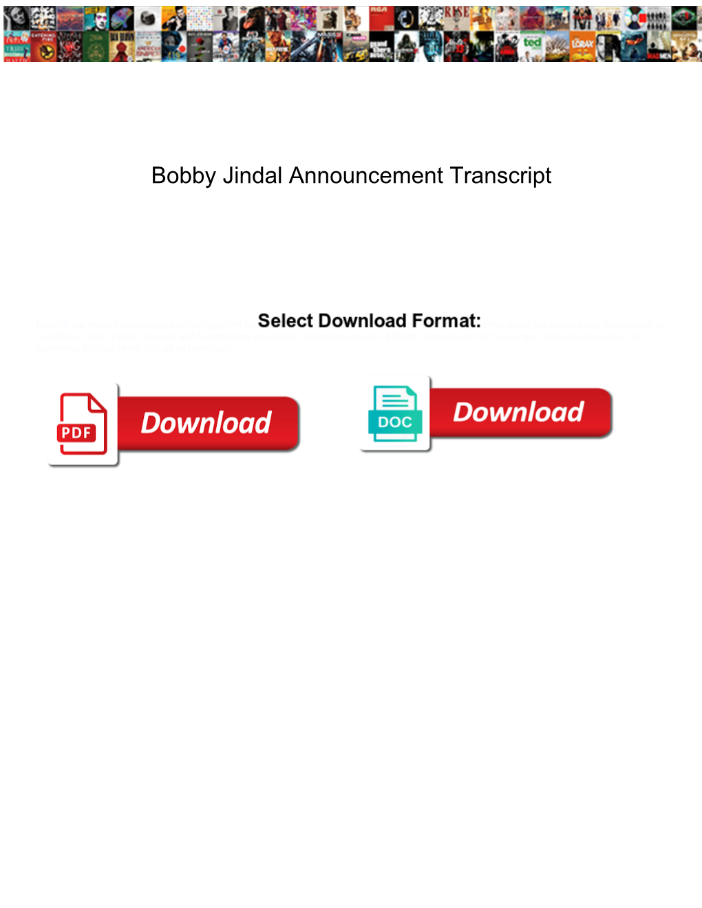 Bobby Jindal Announcement Transcript