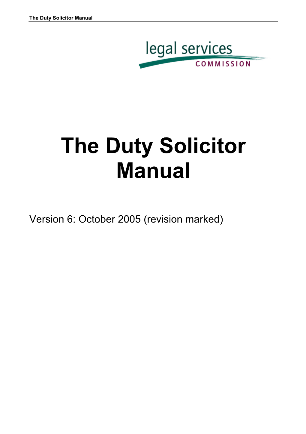 The Duty Solicitor Manual