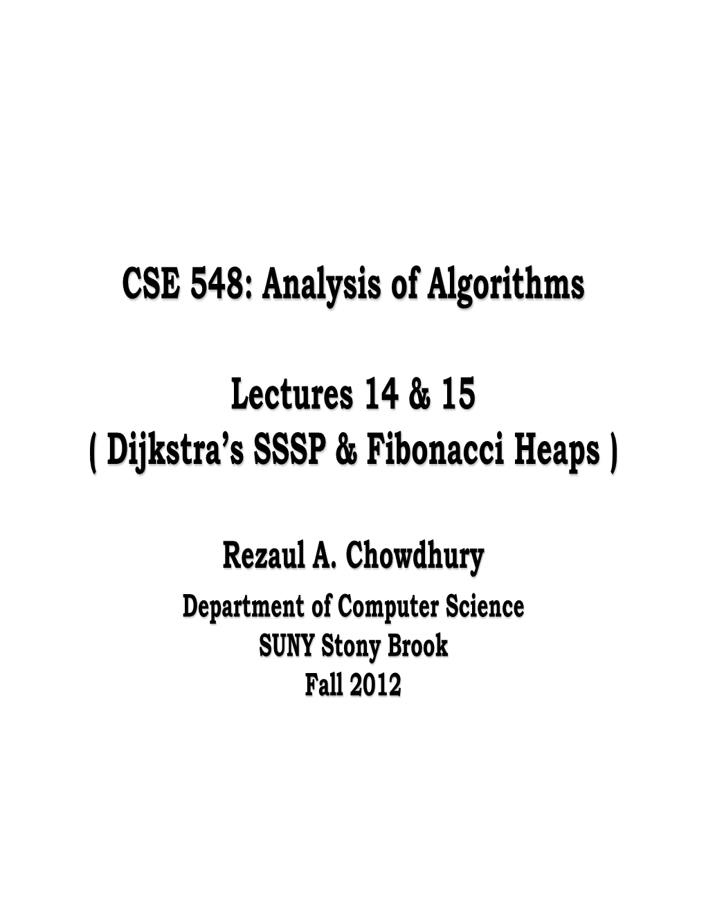 Dijkstra's SSSP & Fibonacci Heaps