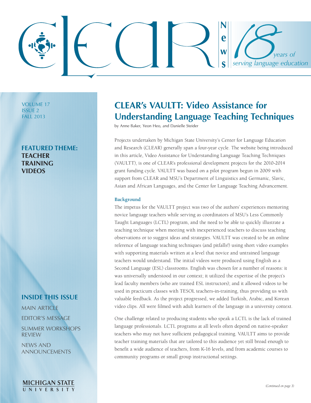 Clear's Vaultt: Video Assistance for Understanding Language Teaching