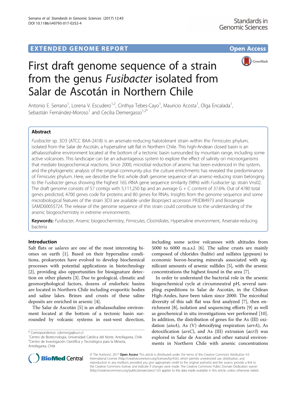 First Draft Genome Sequence of a Strain from the Genus Fusibacter Isolated from Salar De Ascotán in Northern Chile Antonio E