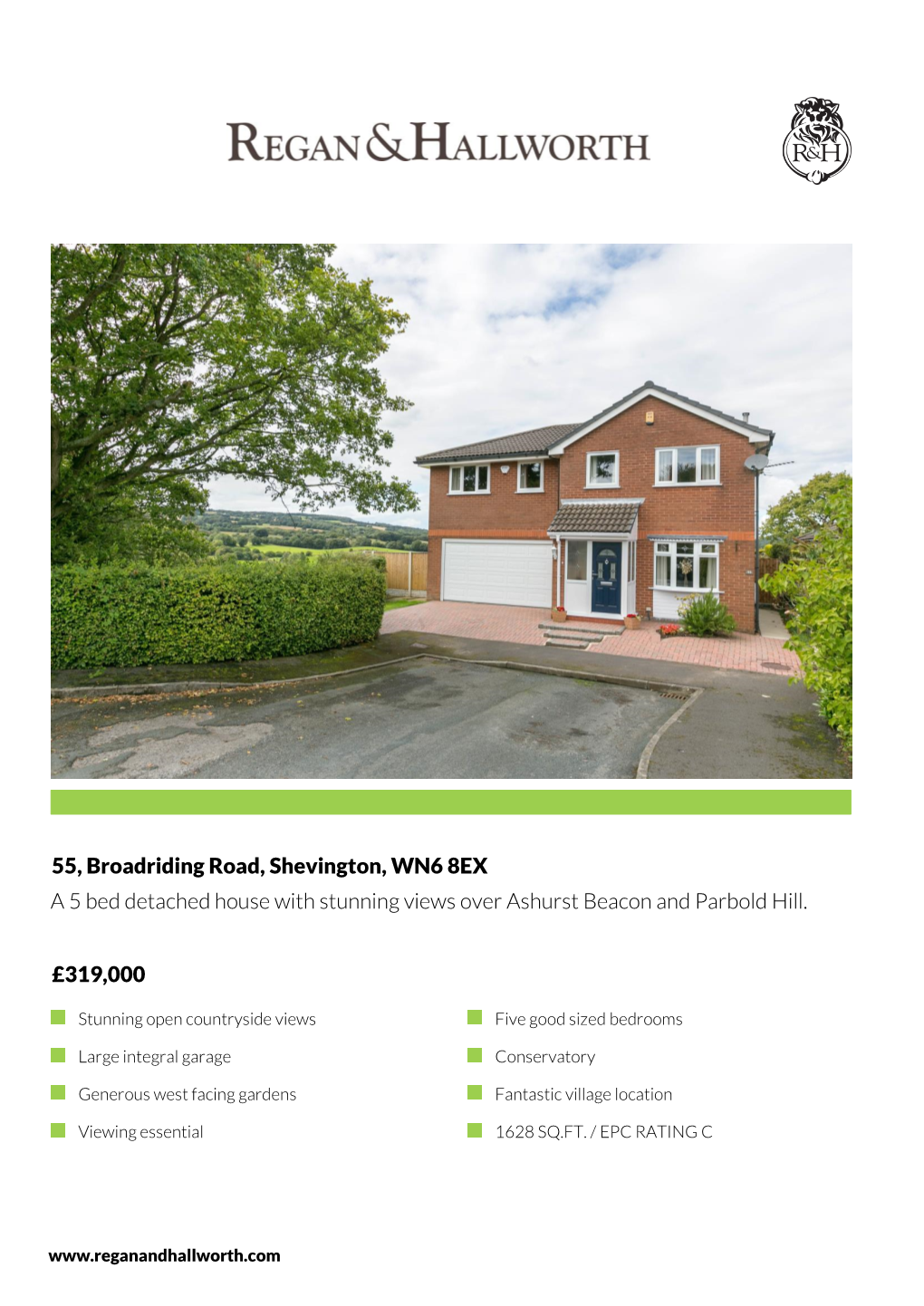 55, Broadriding Road, Shevington, WN6 8EX a 5 Bed Detached House with Stunning Views Over Ashurst Beacon and Parbold Hill