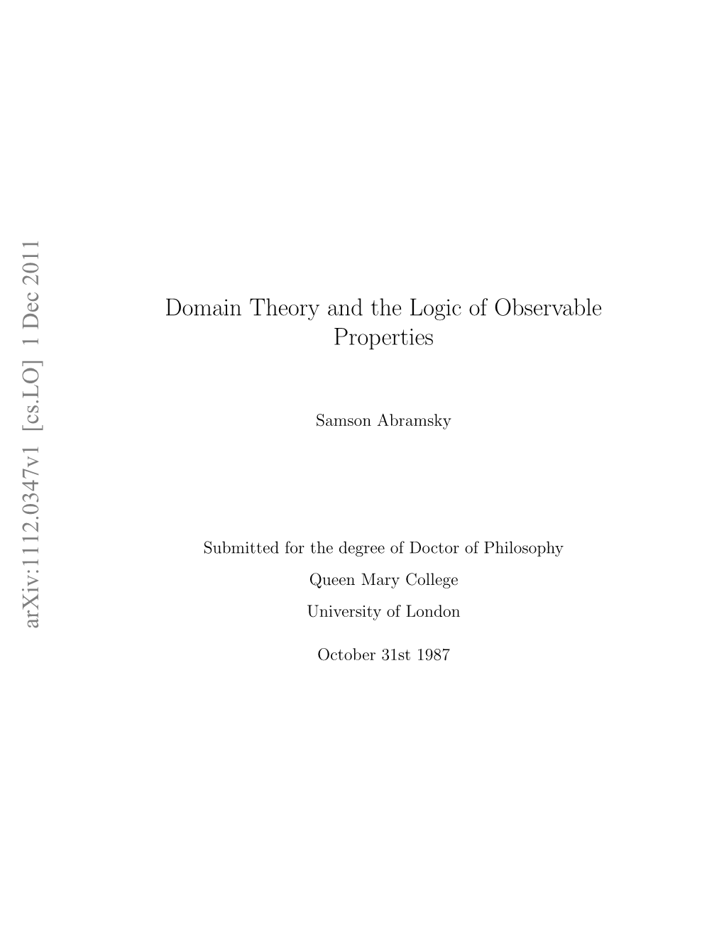 1 Dec 2011 Domain Theory and the Logic of Observable Properties
