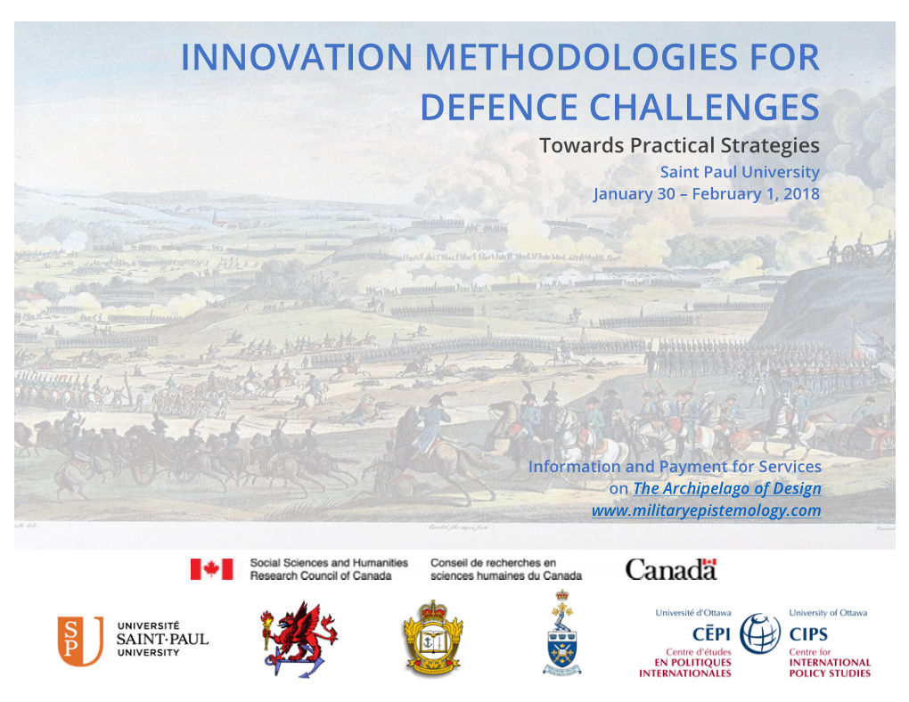 INNOVATION METHODOLOGIES for DEFENCE CHALLENGES Towards Practical Strategies Saint Paul University