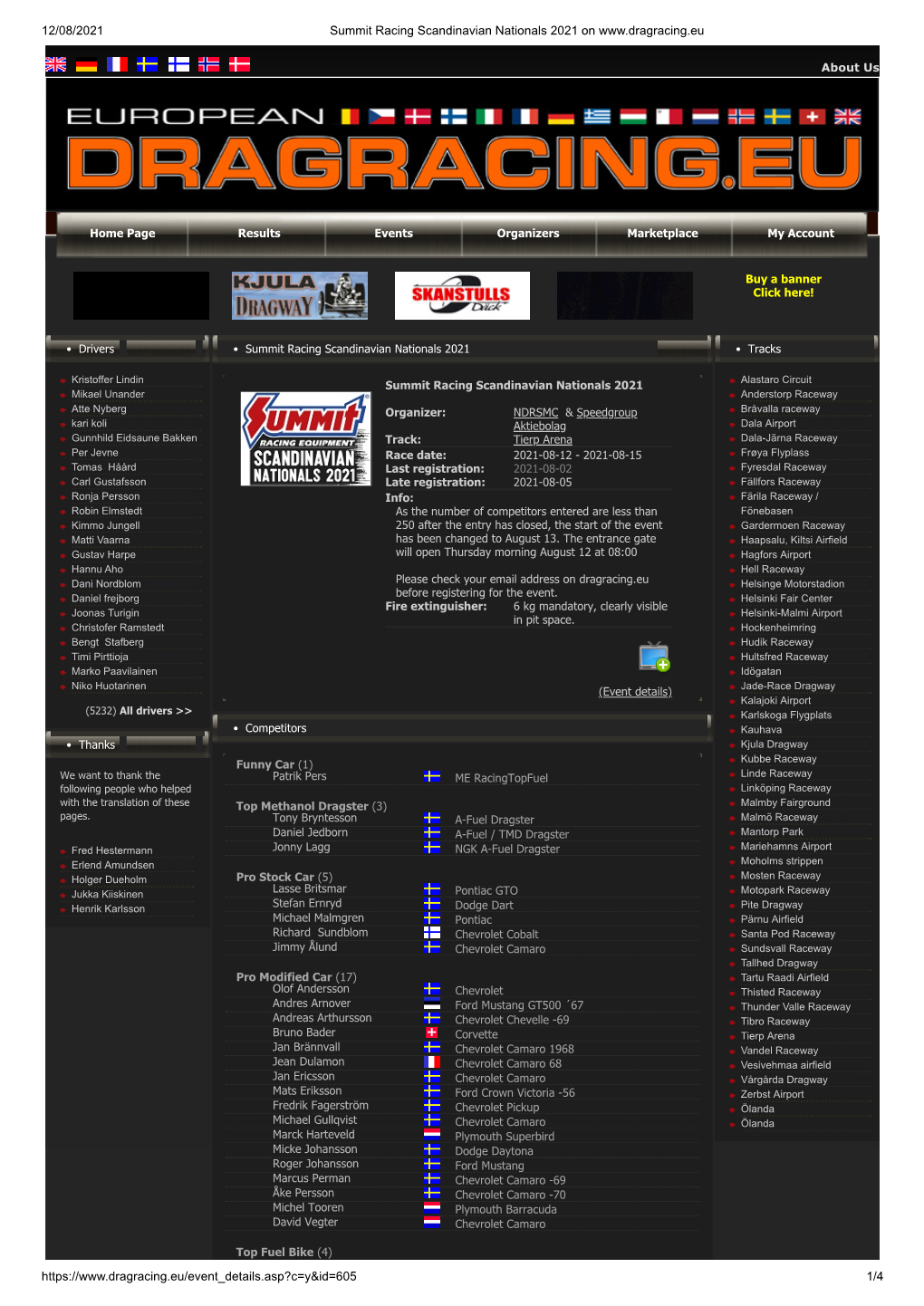 12/08/2021 Summit Racing Scandinavian Nationals 2021 On