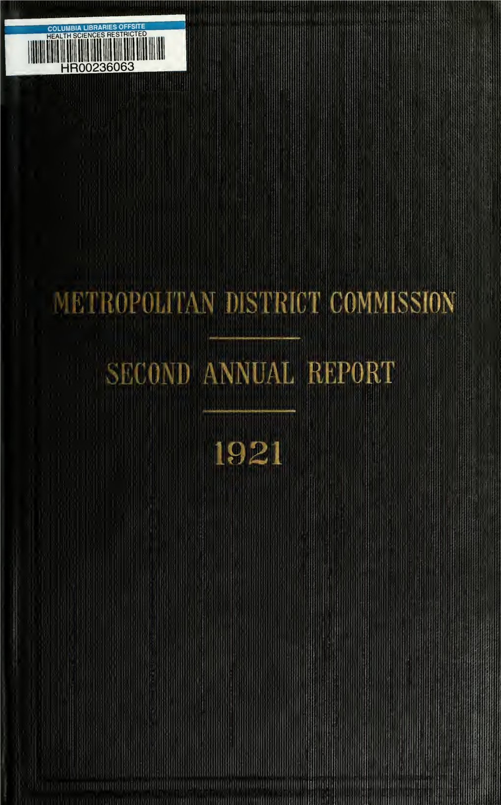 Annual Report of the Metropolitan District Commission