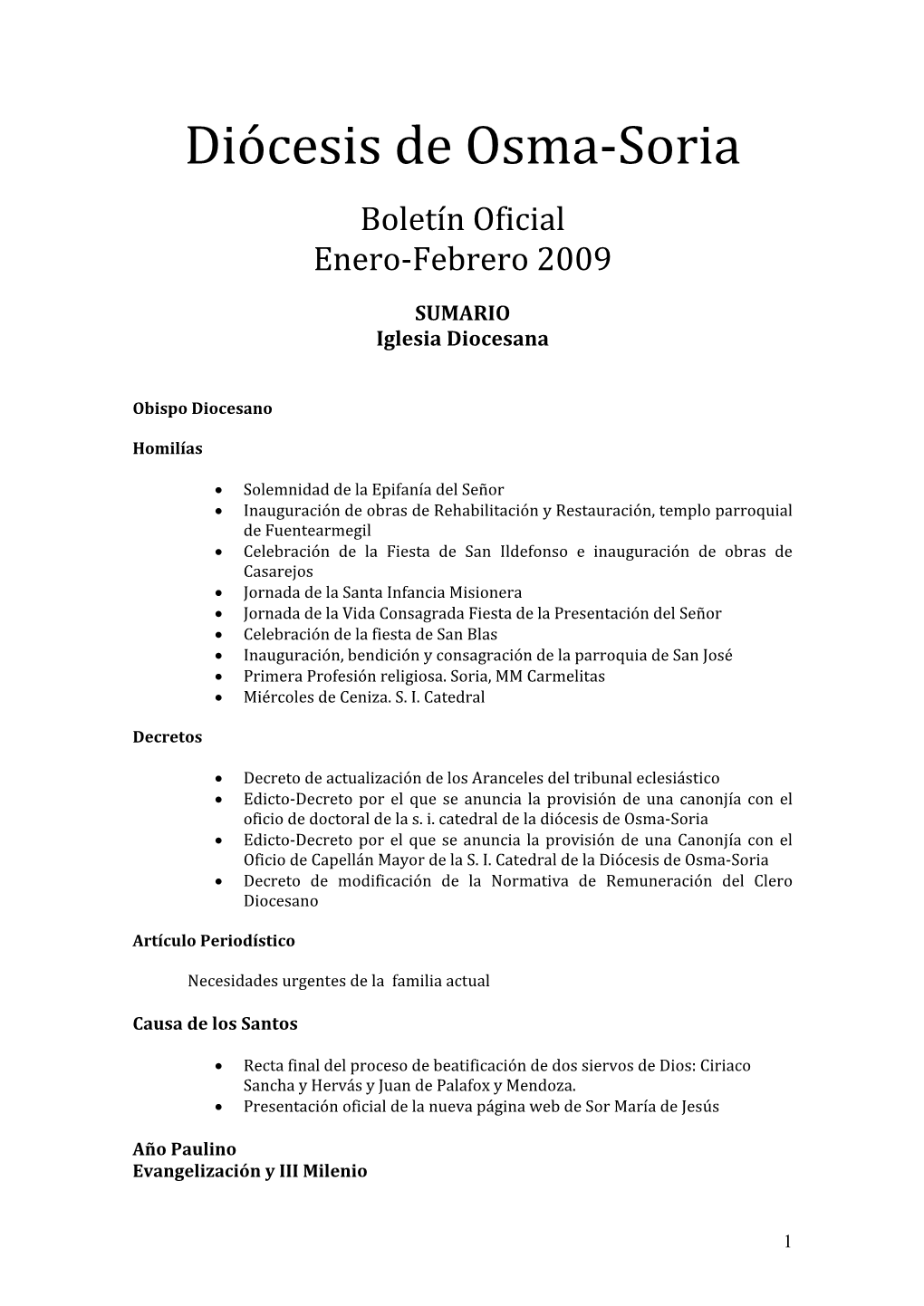 Boletín Oficial Enero-Febrero 2009