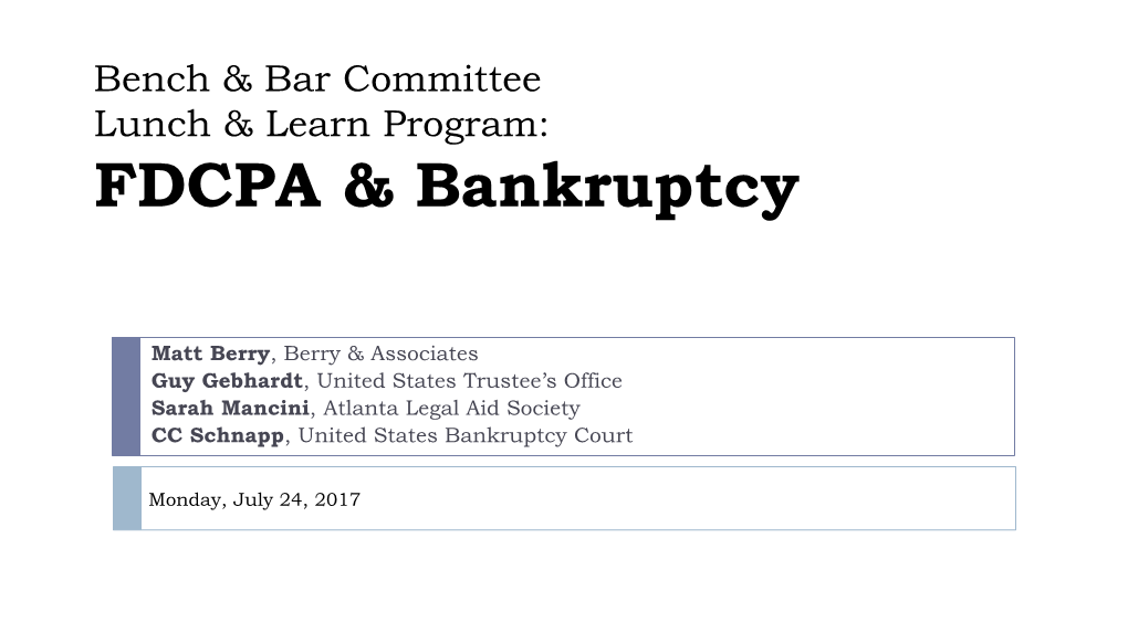 FDCPA & Bankruptcy