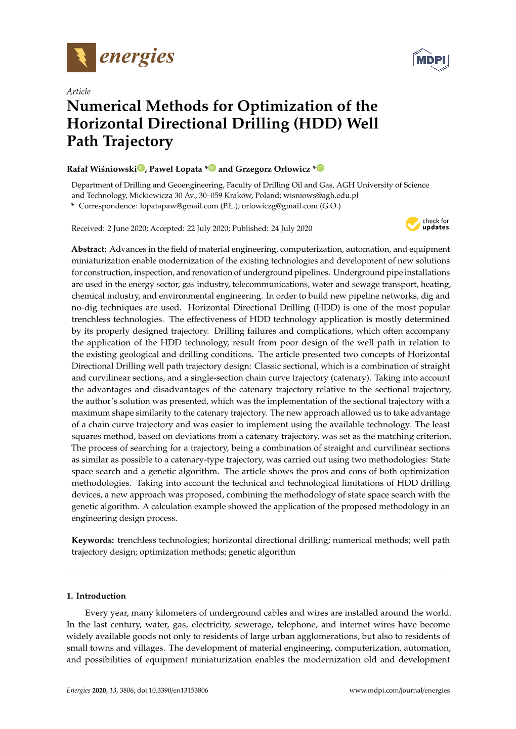 Numerical Methods for Optimization of the Horizontal Directional Drilling (HDD) Well Path Trajectory