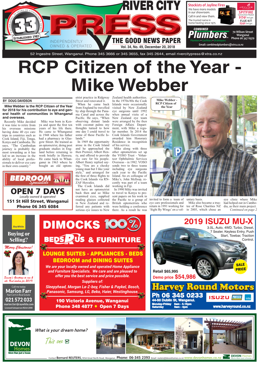 RCP Citizen of the Year - Mike Webber Etrist Practice in Ridgway Zealand Health Authorities