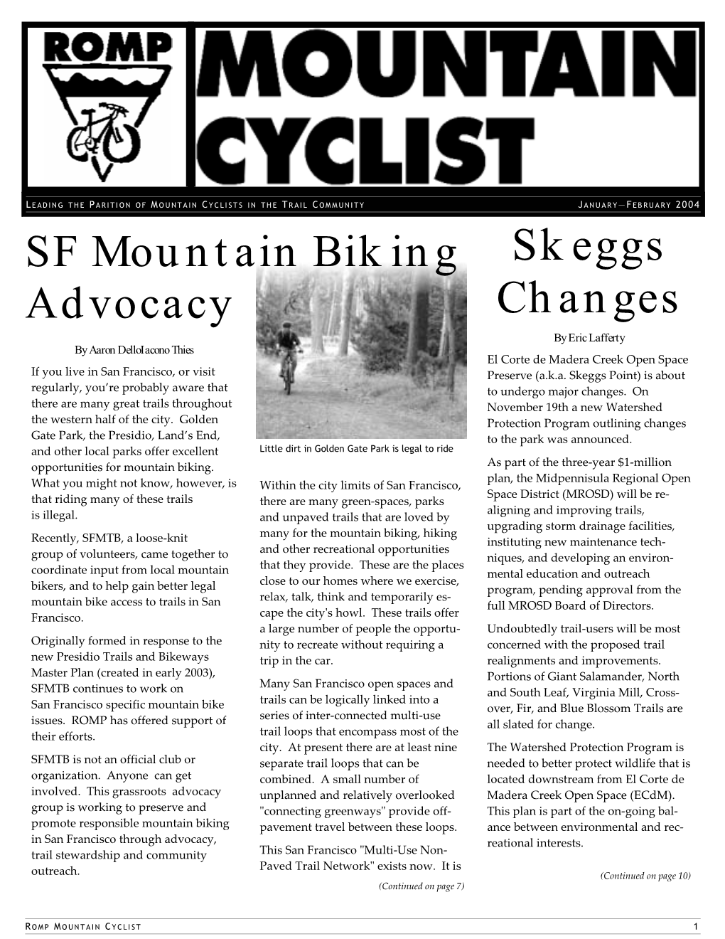 SF Mountain Biking Advocacy Skeggs Changes