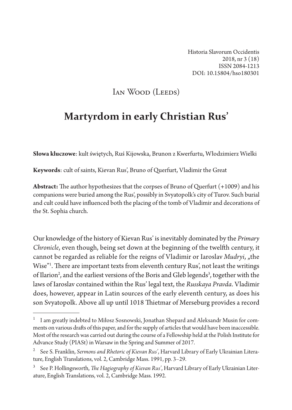 Martyrdom in Early Christian Rus'