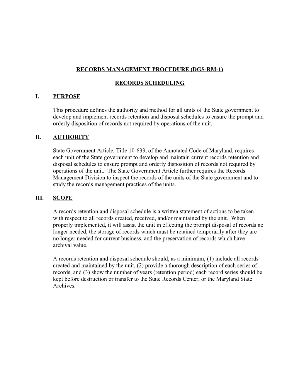 Records Management Procedure (Dgs-Rm-1)