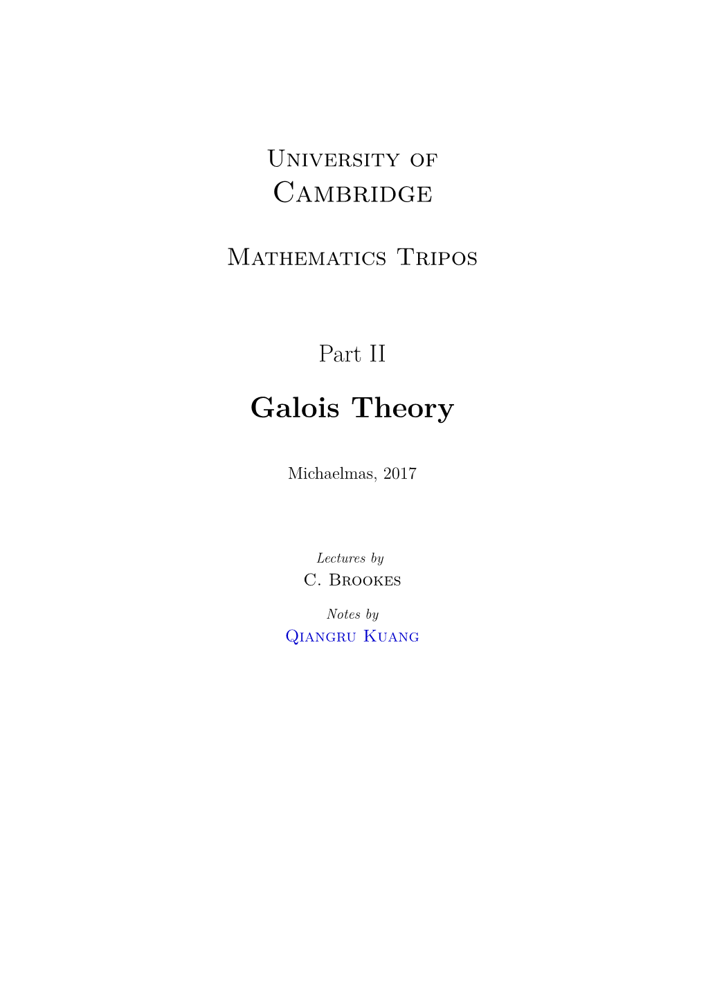 Galois Theory