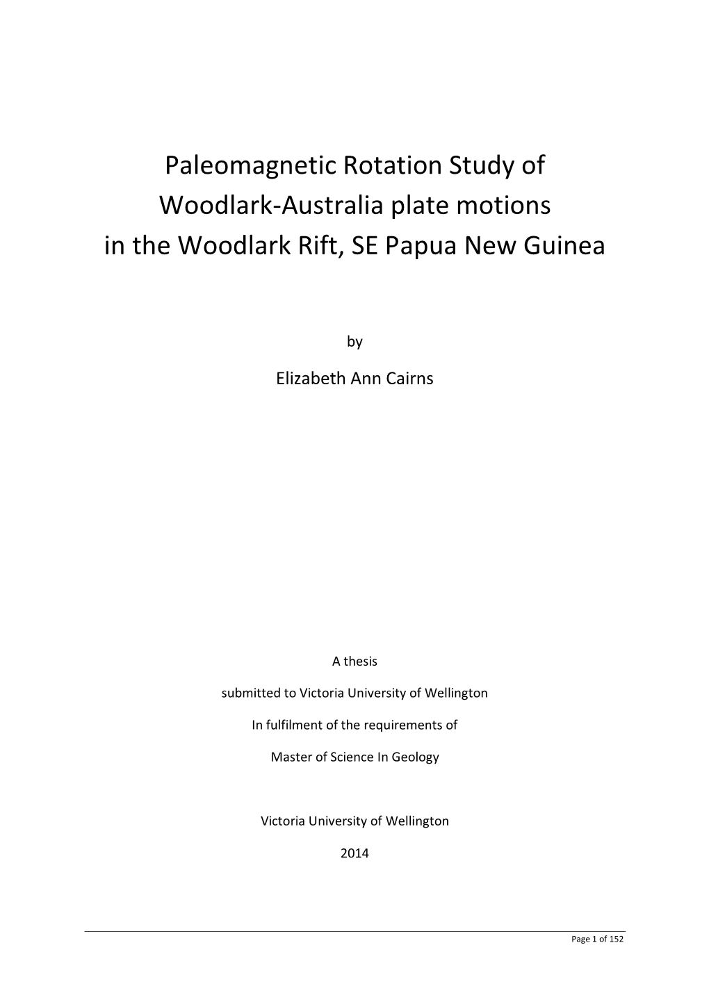 Paleomagnetic Rotation Study of Woodlark-Australia Plate Motions in the Woodlark Rift, SE Papua New Guinea