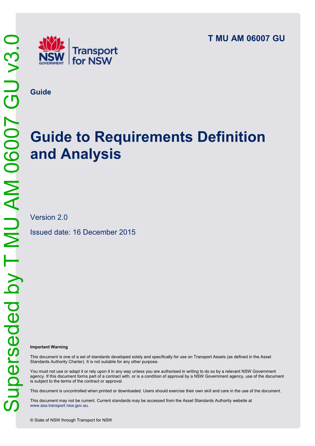 Guide to Requirements Definition and Analysis