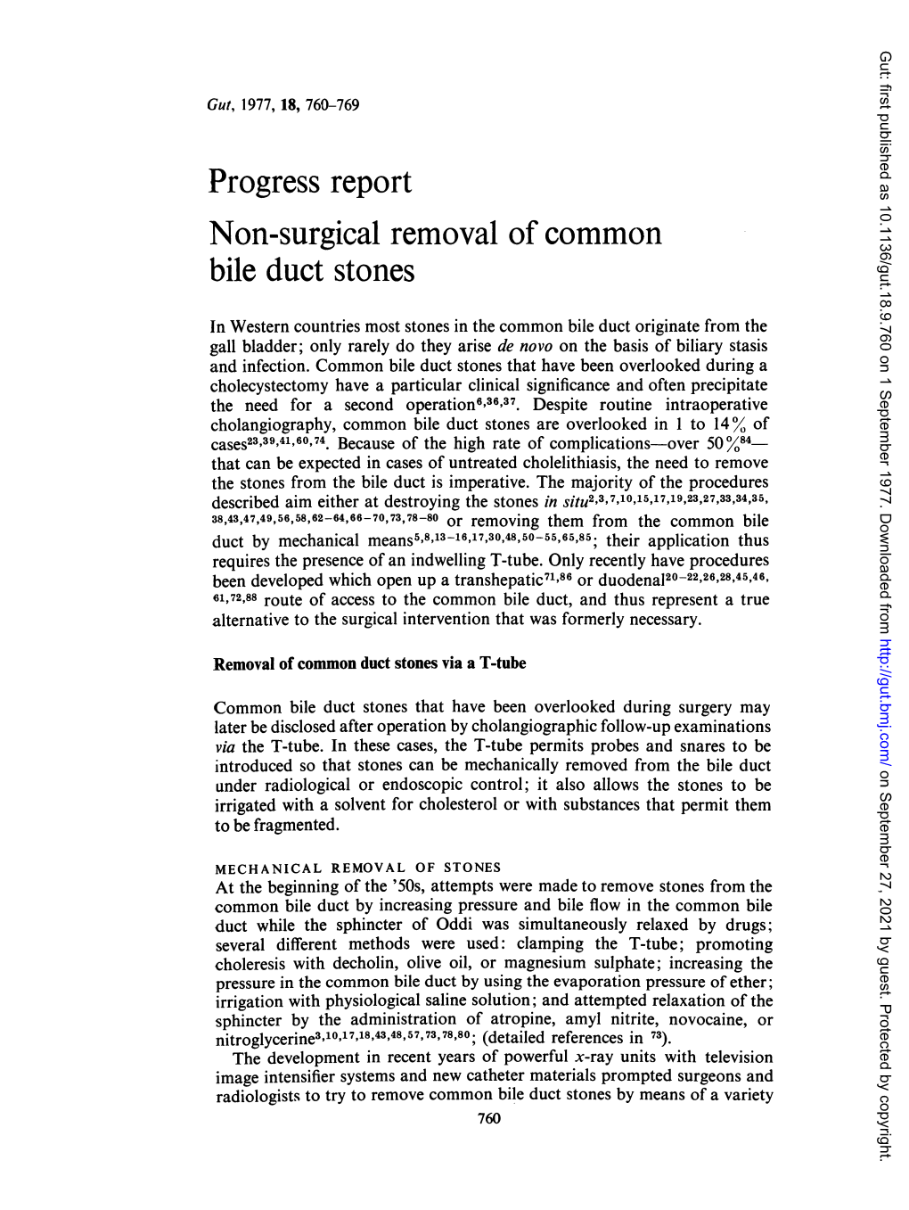 Progress Report Non-Surgical Removal of Common Bile Duct Stones