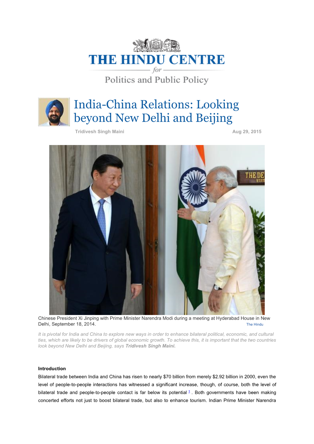 India-China Relations: Looking Beyond New Delhi and Beijing