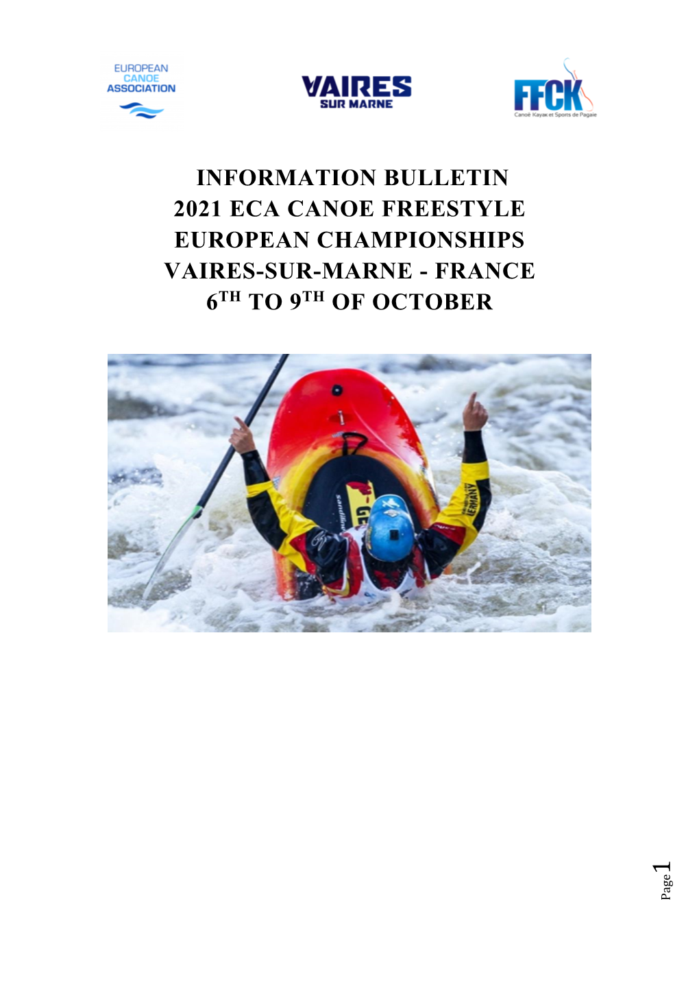 2021 Eca Canoe Freestyle European Championships Vaires-Sur-Marne - France 6Th to 9Th of October