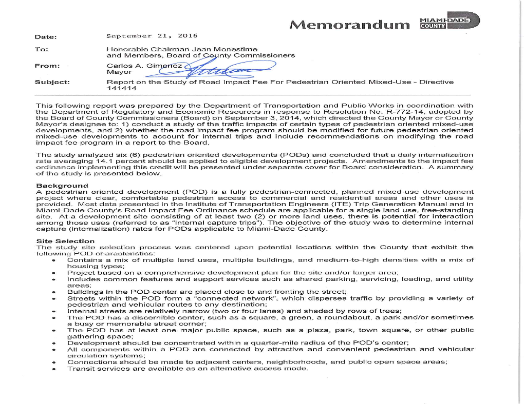 09.21.16-Report-On-The-Study-Of-Road-Impact-Fee-For-Pedestrian-Oriented-Mixed-Use