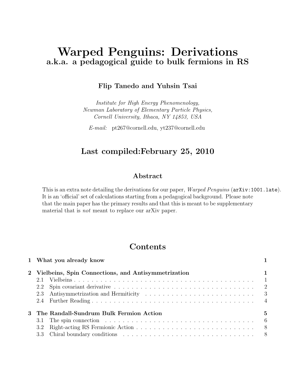 Warped Penguins: Derivations A.K.A
