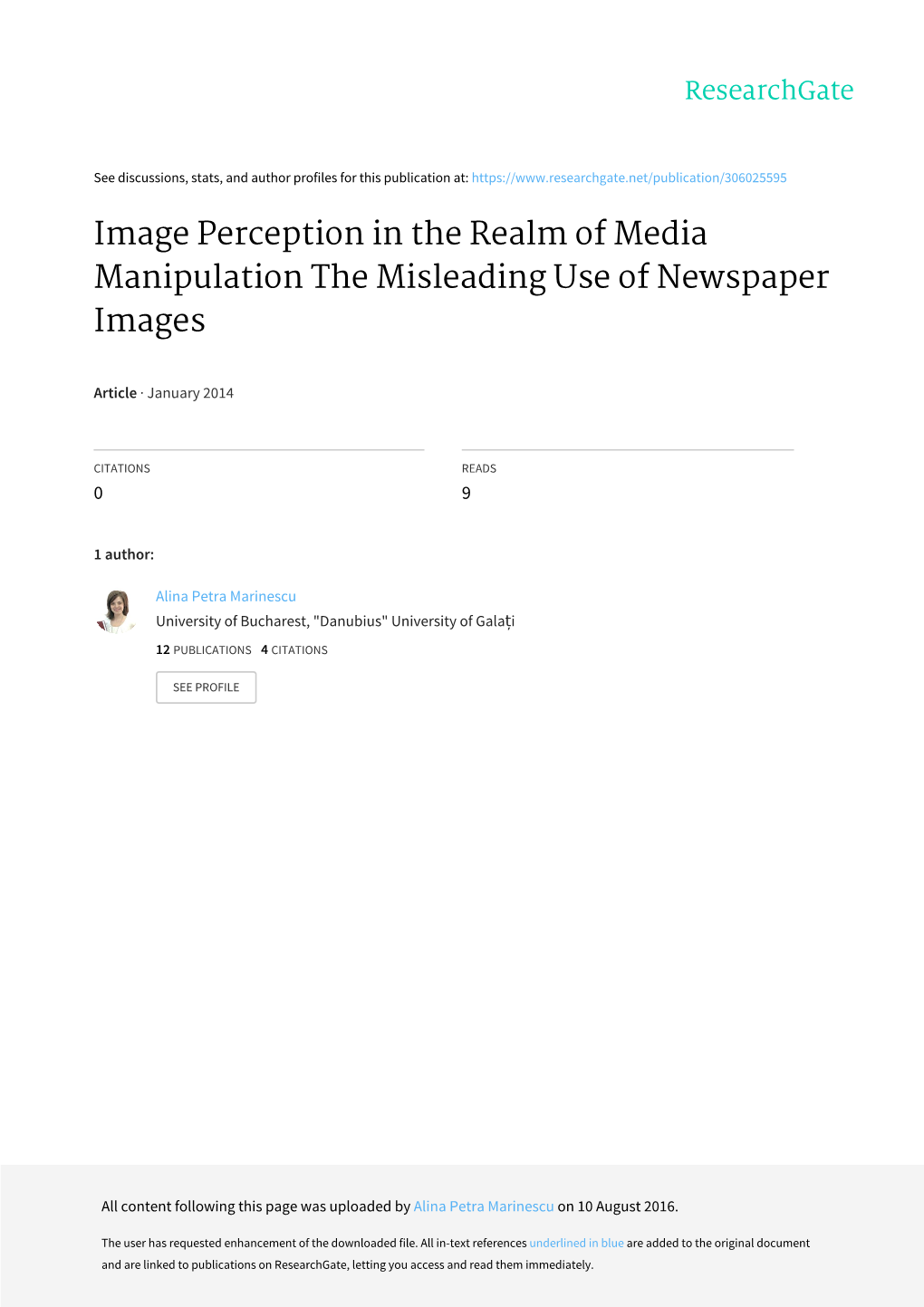 Image Perception in the Realm of Media Manipulation the Misleading Use of Newspaper Images