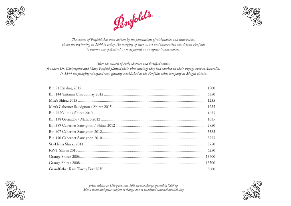 The Success of Penfolds Has Been Driven by the Generations of Visionaries and Innovators