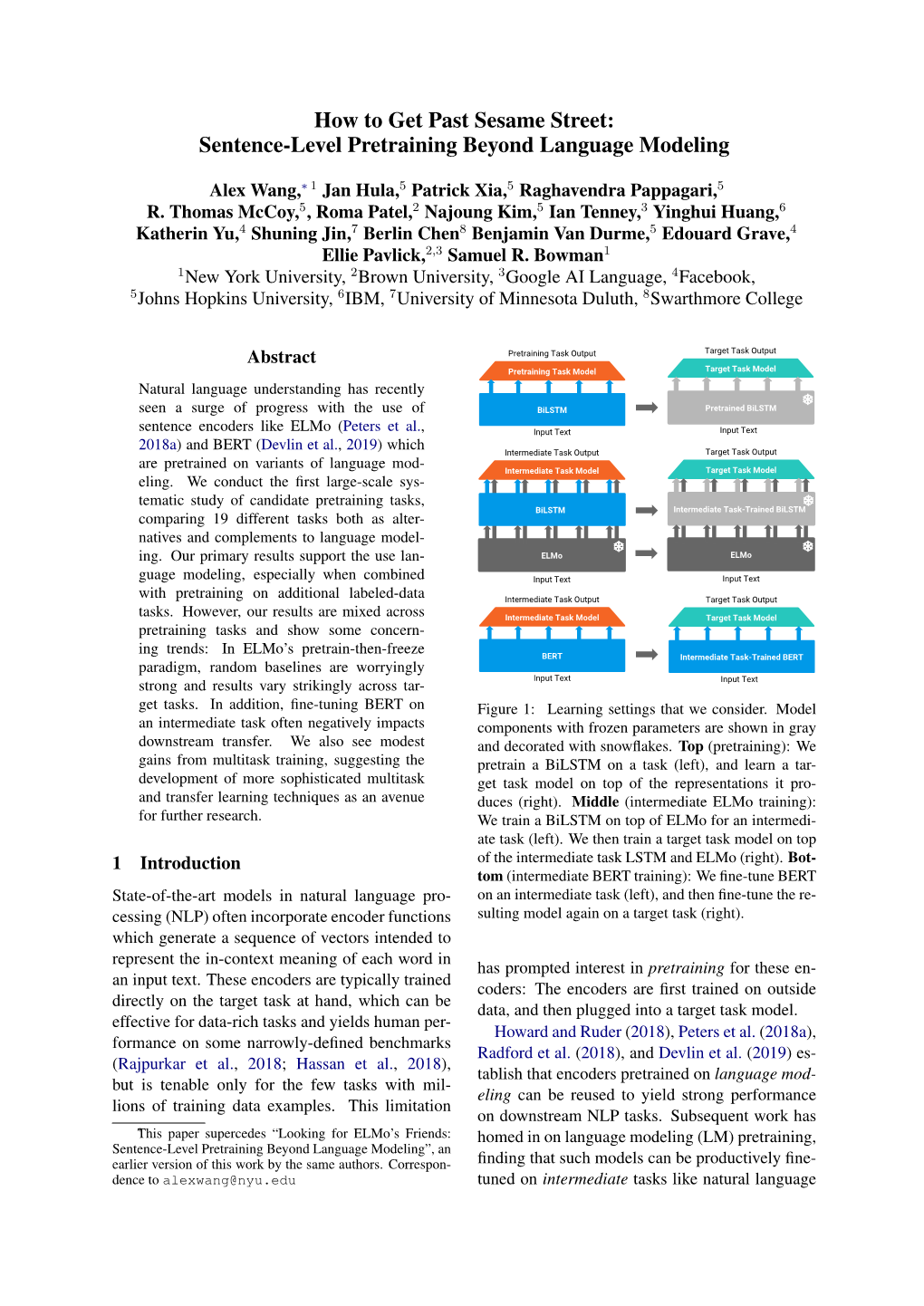 How to Get Past Sesame Street: Sentence-Level Pretraining Beyond Language Modeling