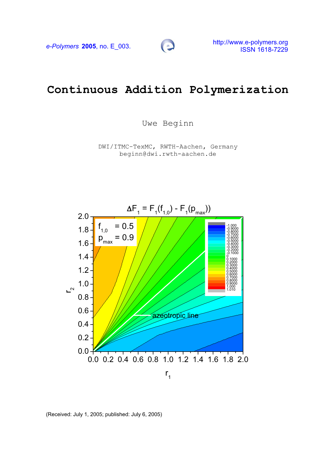 Continuous Addition Polymerization