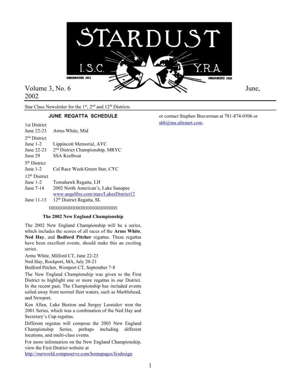 Local Star Class Newsletter