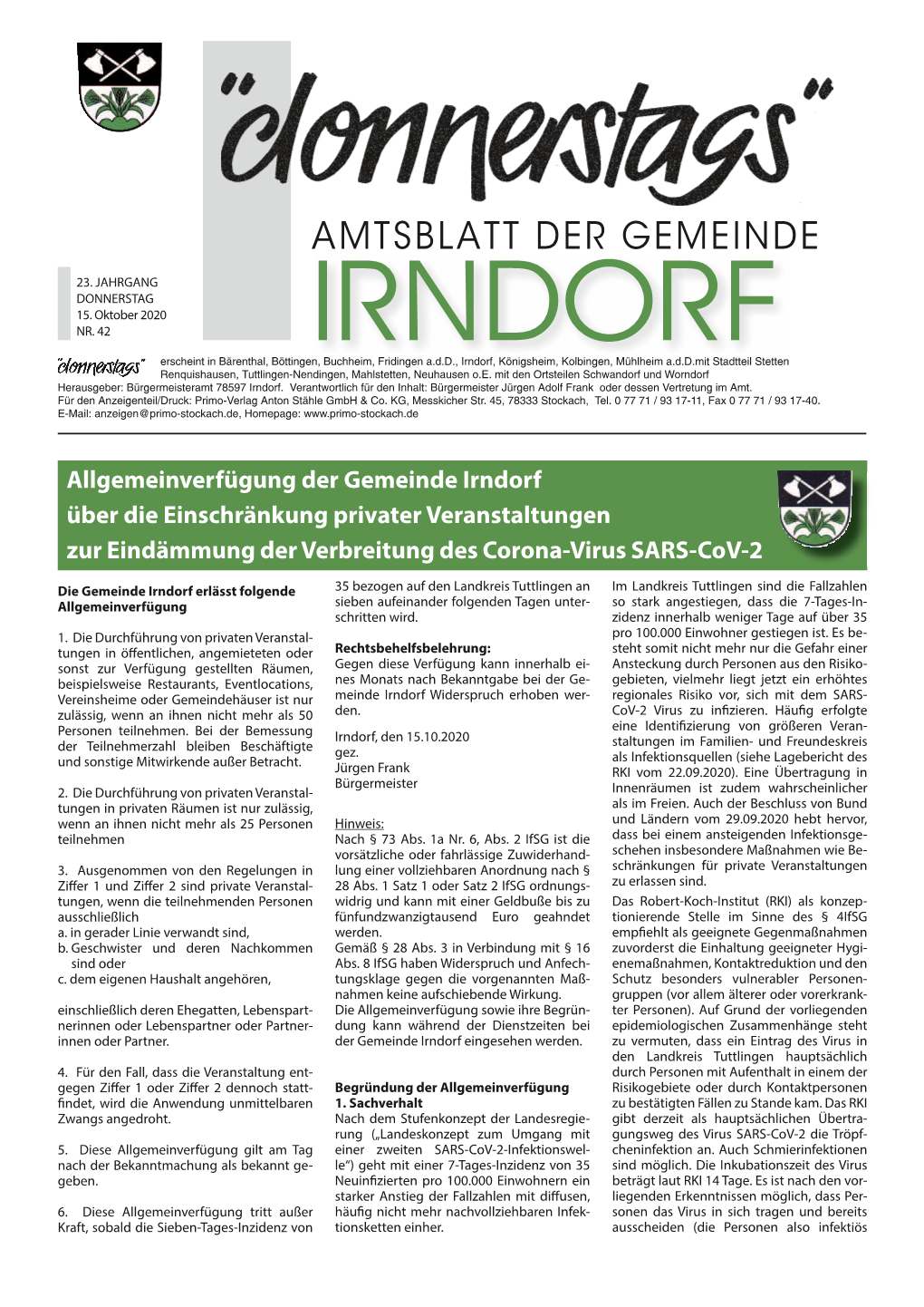 Amtsblatt Der Gemeinde