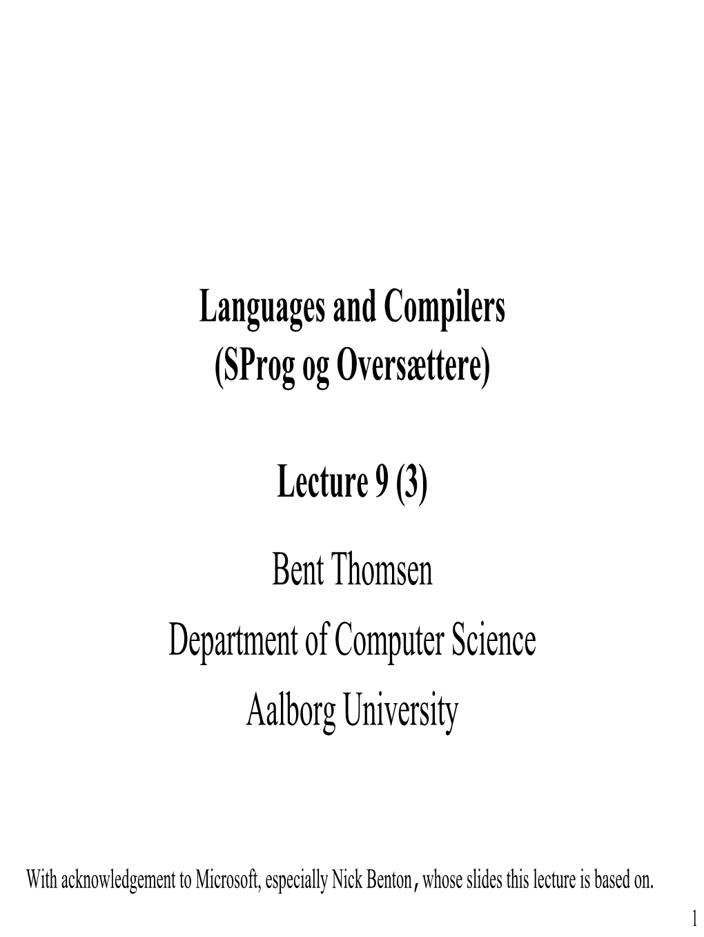 Languages and Compilers (Sprog Og Oversættere)