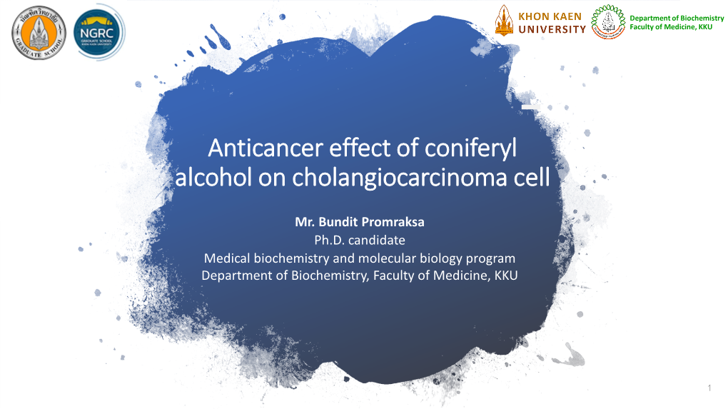 Anticancer Effect of Coniferyl Alcohol on Cholangiocarcinoma Cell