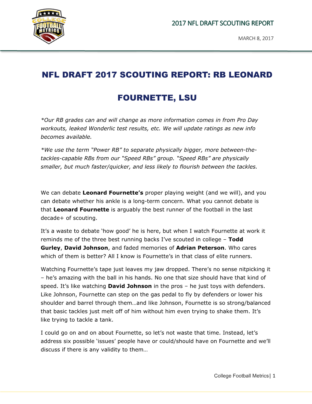 Nfl Draft 2017 Scouting Report: Rb Leonard