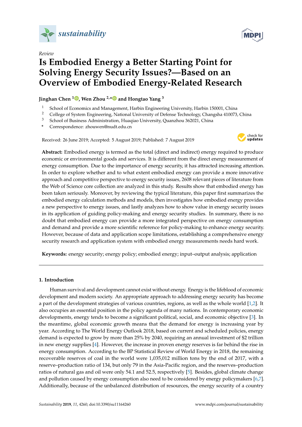 Based on an Overview of Embodied Energy-Related Research